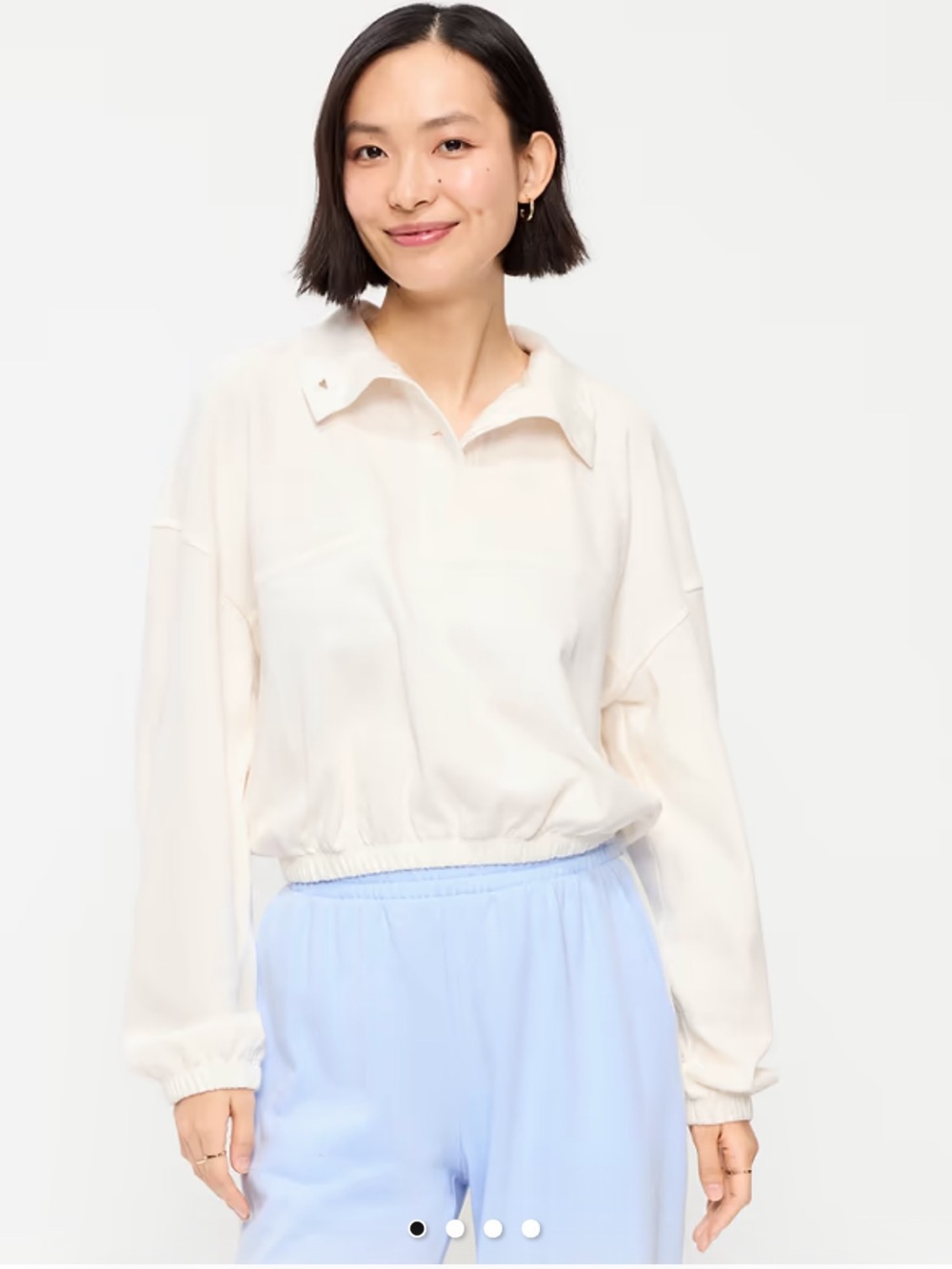 Old Navy Button-Up Funnel-Neck Sweatshirt Size XS Sea Salt Cream White NWOT